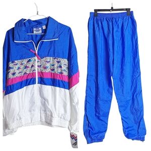 Vintage Winning Ways Womens Size L Nylon Track Suit Wind Jacket & Pants 80s 90s
